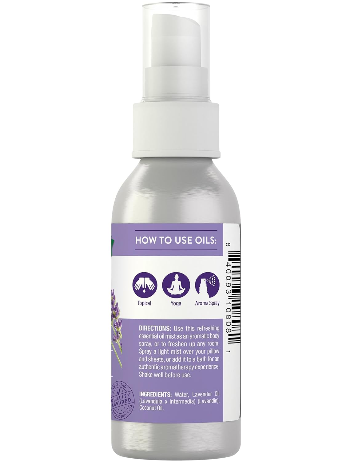 Nature's Truth Lavender Essential Oil Spray | 2.4 fl oz | for Room Aroma Mist, Topical Use, & Yoga