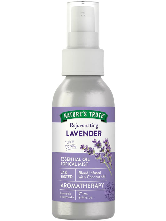 Nature's Truth Lavender Essential Oil Spray | 2.4 fl oz | for Room Aroma Mist, Topical Use, & Yoga